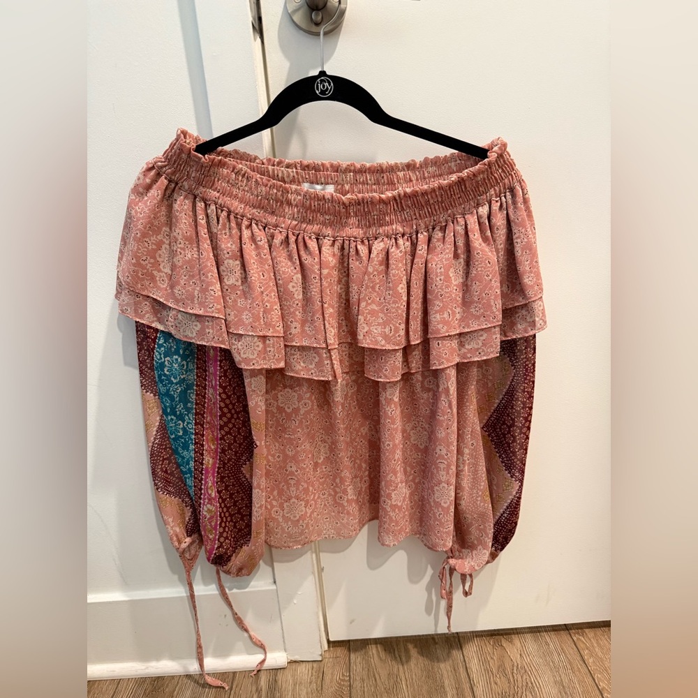 Misa Los Angeles Pink Floral Off-Shoulder Blouse